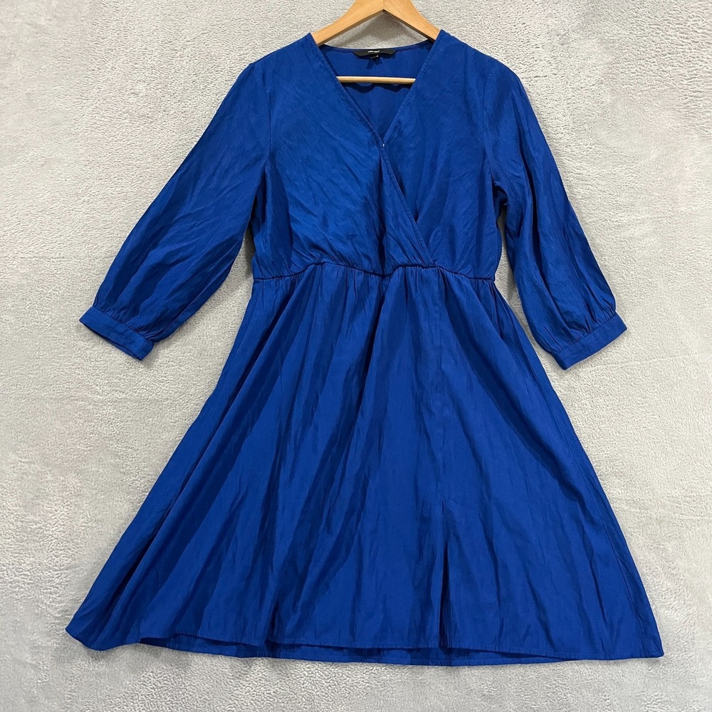 Vero Moda Dress Womens Large Midi Faux Wrap Blue Flowly Boho Fairy Whimsigoth